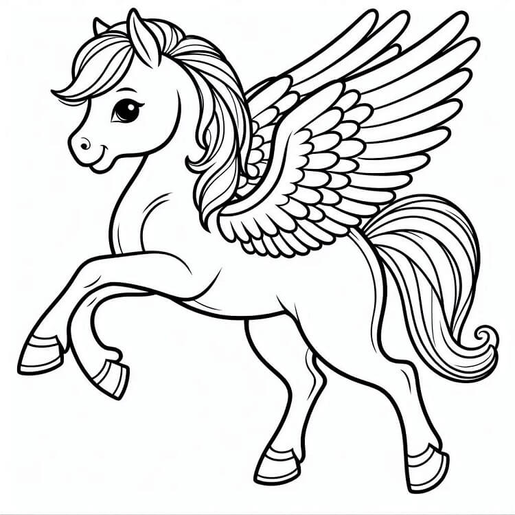 Çocuklar İçin Ücretsiz Pegasus Boyama Sayfası