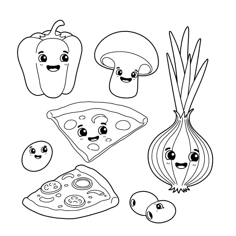 Çocuklar İçin Ücretsiz Pizza Boyama Sayfası