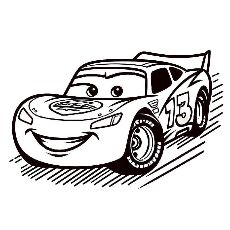 Çocuklar İçin Ücretsiz Şimşek McQueen Resim Boyama Sayfası