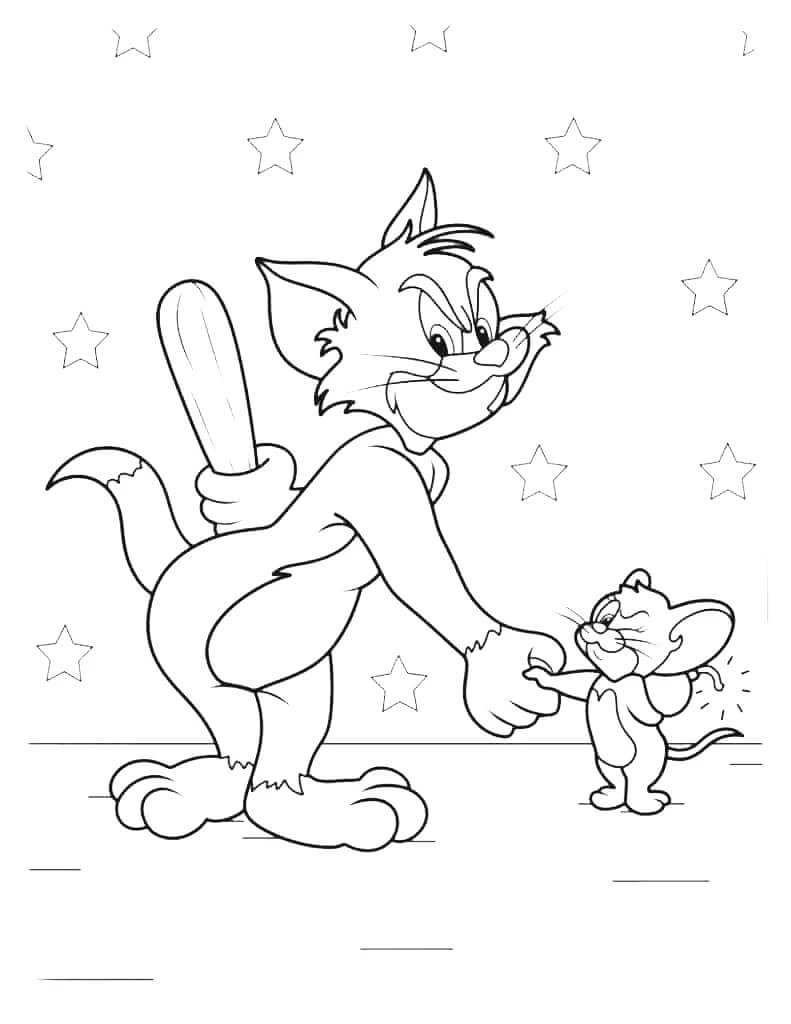 Çocuklar İçin Ücretsiz Tom ve Jerry Görseli Boyama Sayfası