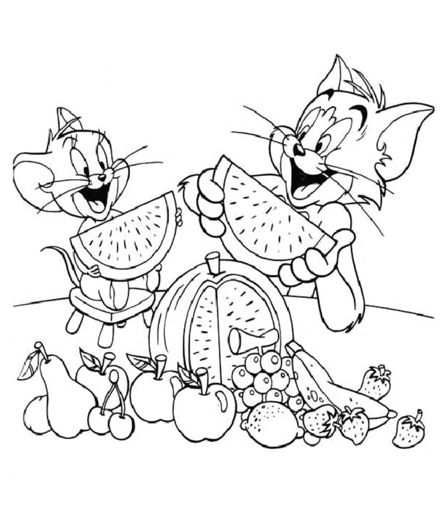 Çocuklar İçin Ücretsiz Tom ve Jerry Boyama Sayfası