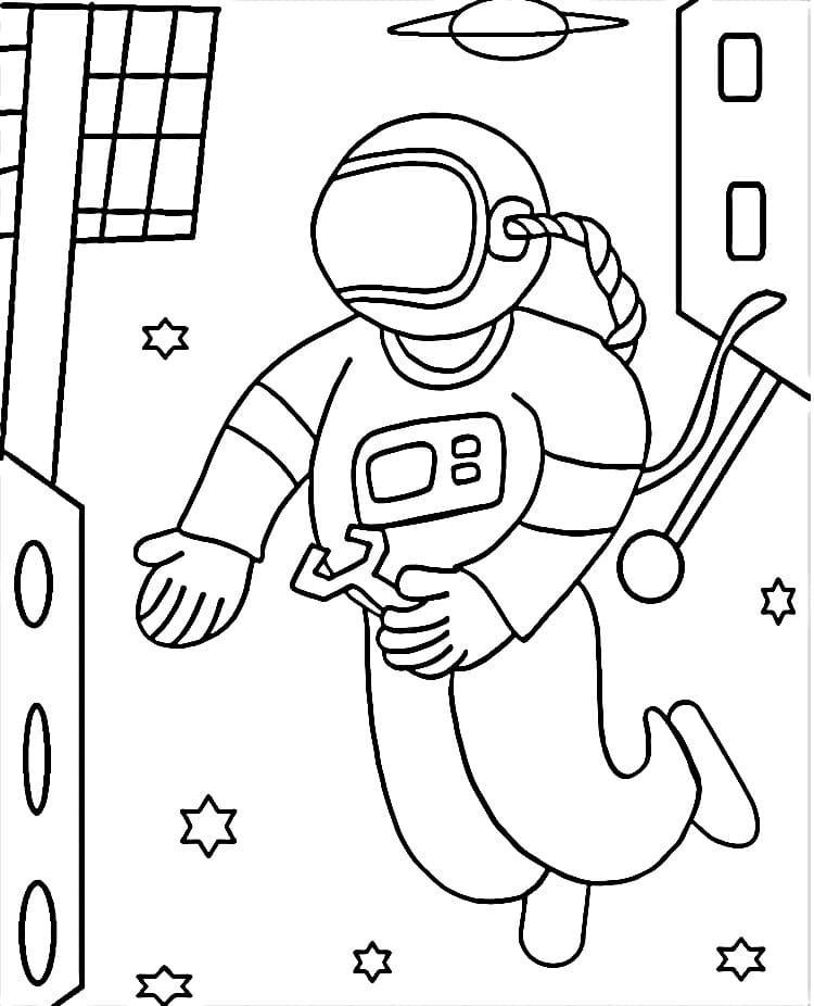 Çocuklar İçin Yazdırılabilir Astronot Boyama Sayfası