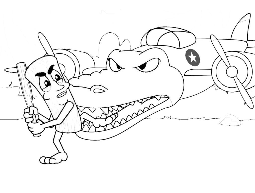 Çocuklar İçin Yazdırılabilir Bombardino Crocodilo Boyama Sayfası