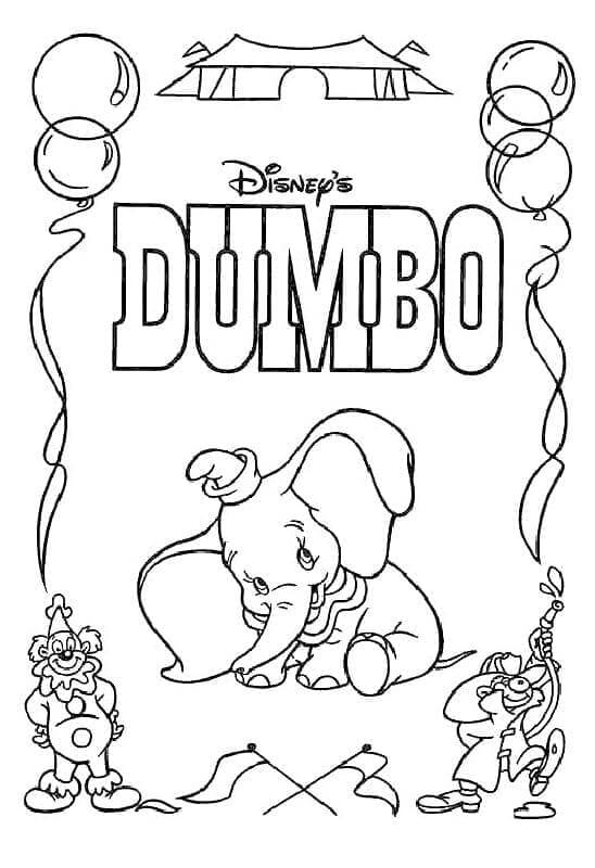 Çocuklar İçin Yazdırılabilir Dumbo Resmi Boyama Sayfası