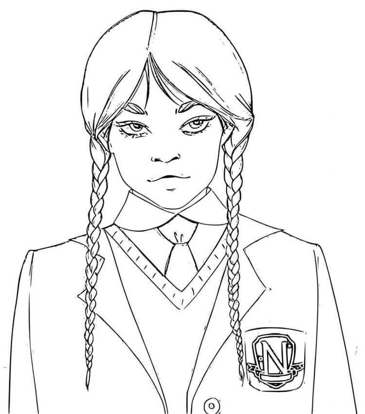Çocuklar İçin Yazıcı Wednesday Addams Boyama Sayfası