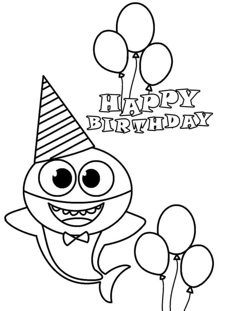 Çocuklar için Baby Shark Boyama Sayfası