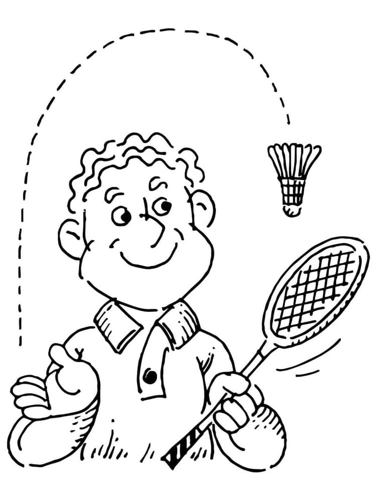 Çocuklar için Badminton Boyama Sayfası