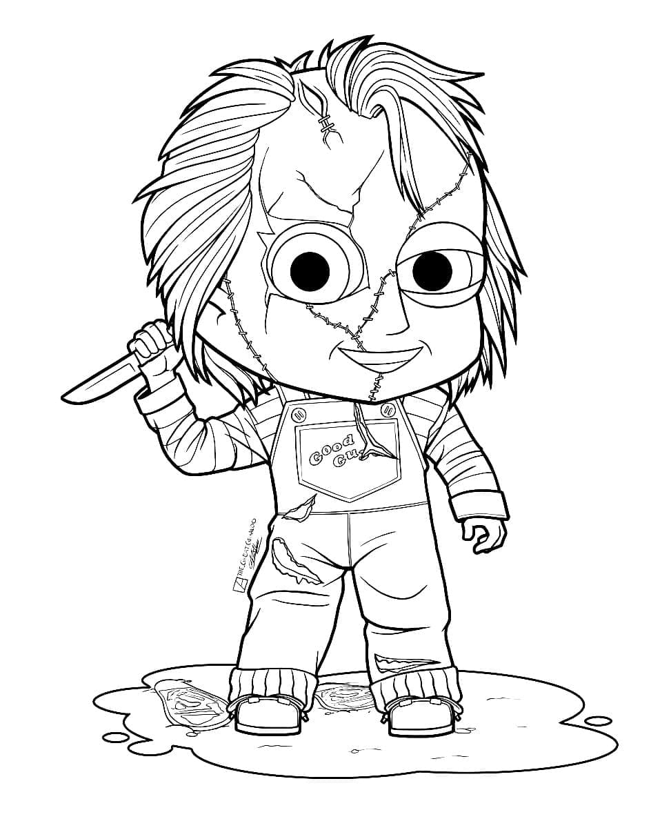 Çocuklar için Chucky Boyama Sayfası