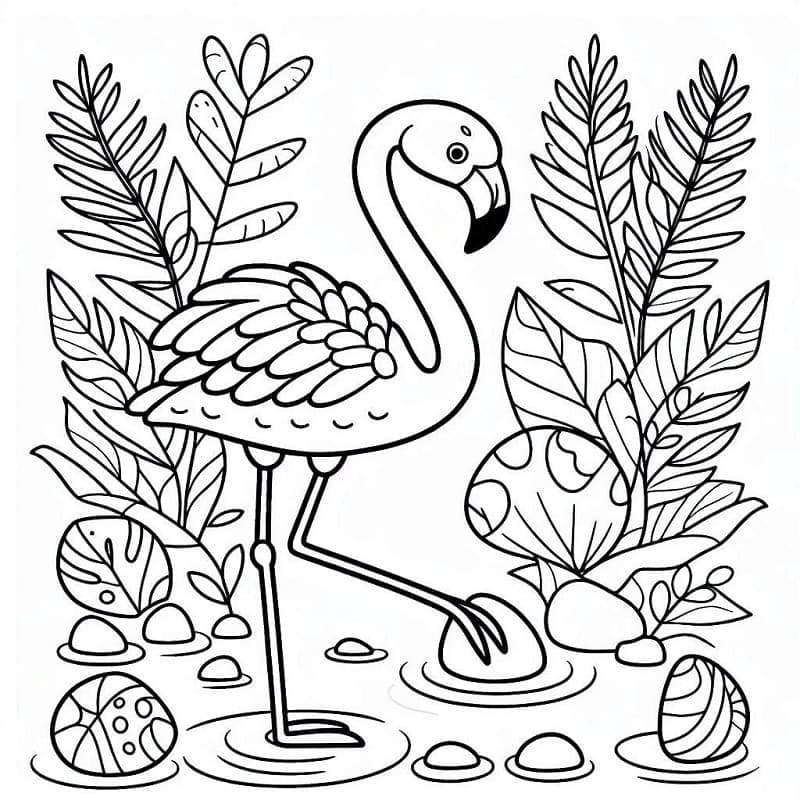 Çocuklar için Flamingo Boyama Sayfası