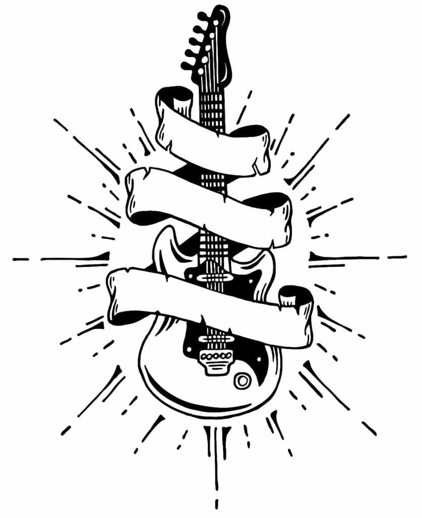 Çocuklar için Gitar Boyama Sayfası