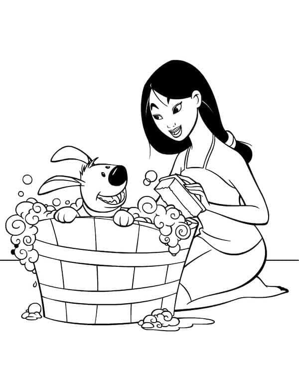 Çocuklar için Mulan Boyama Sayfası