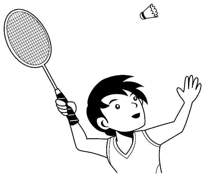 Çocuklar için Ücretsiz Badminton Resmi Boyama Sayfası