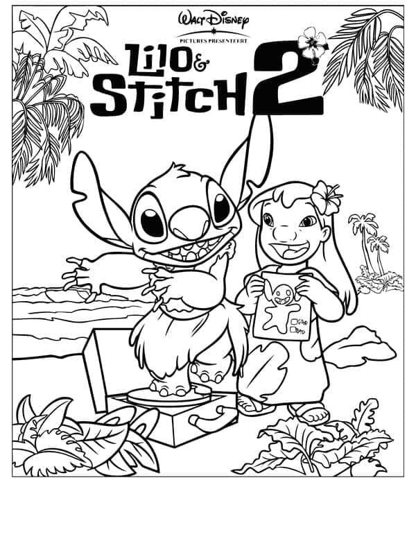 Çocuklar için bedava Lilo ve Stitch Boyama Sayfası