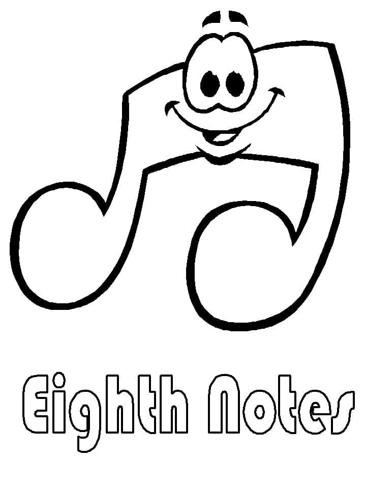 Çocuklar için bedava Müzik Notaları Boyama Sayfası