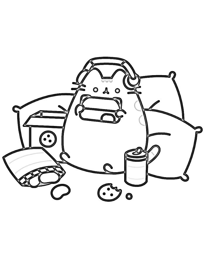 Çocuklar için bedava Pusheen Boyama Sayfası