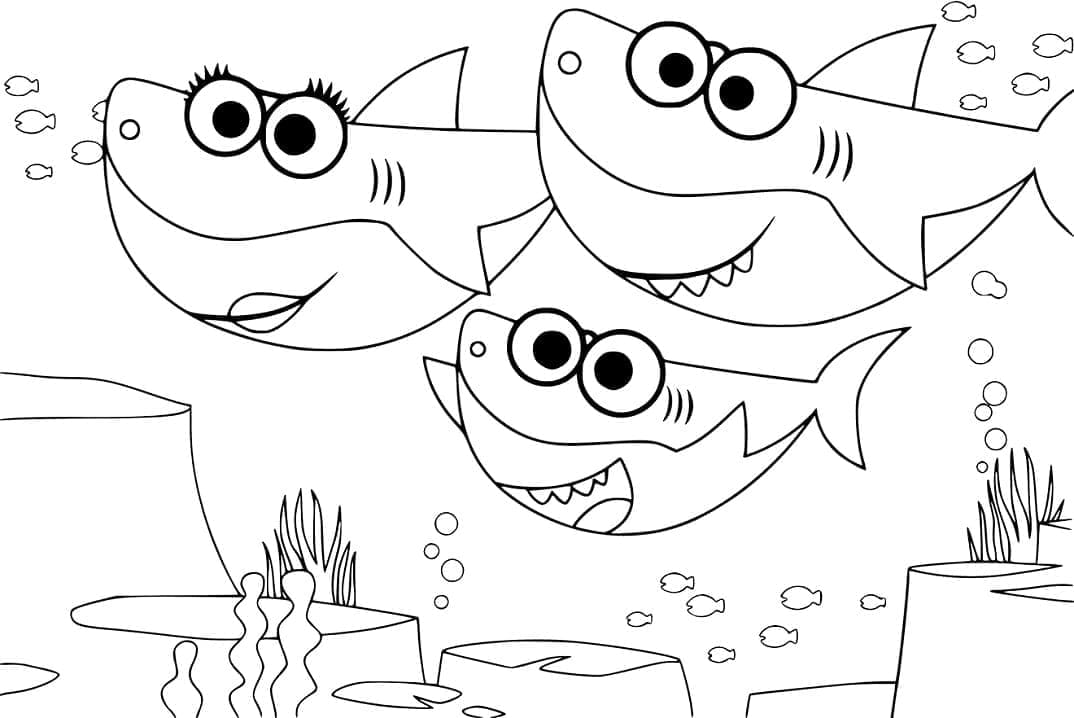 Çocuklar için ücretsiz Baby Shark Boyama Sayfası