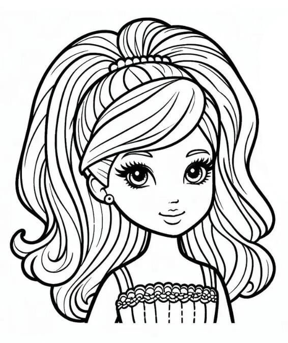 Çocuklar için ücretsiz Barbie Boyama Sayfası