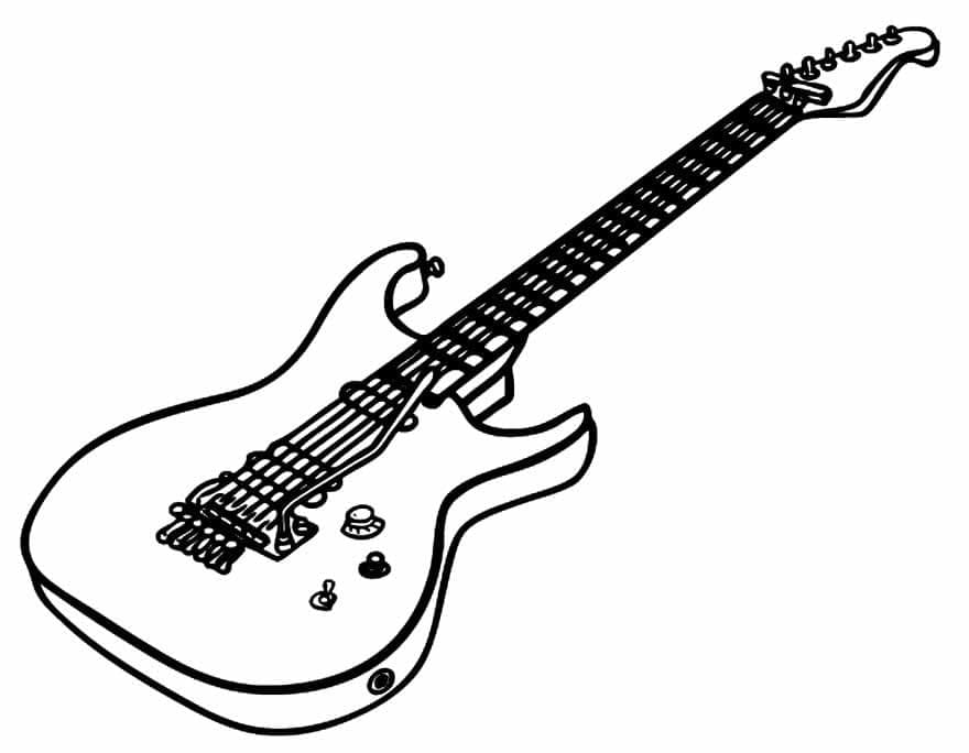 Çocuklar için ücretsiz Gitar Boyama Sayfası