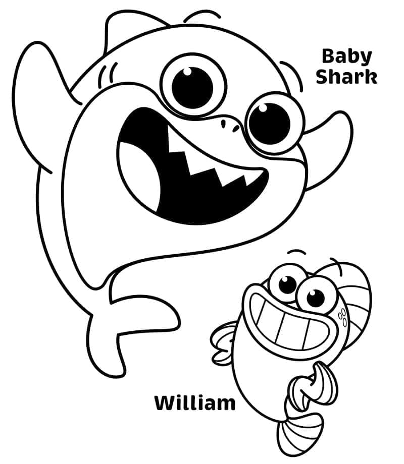 Çocuklar için yazdırılabilir Baby Shark görsel Boyama Sayfası