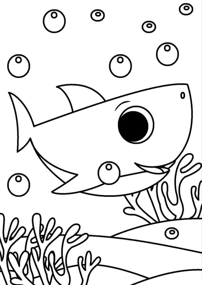 Çocuklar için yazdırılabilir Baby Shark Boyama Sayfası