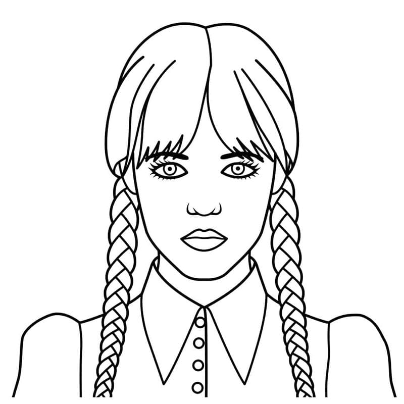 Çocuklara Özel Wednesday Addams Boyama Sayfası