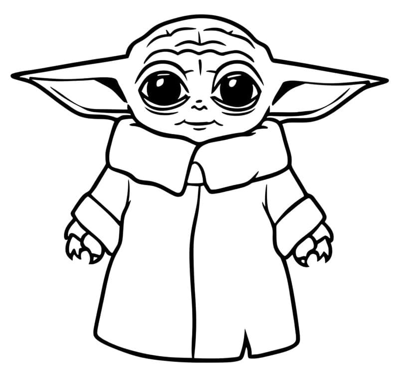 Çocuklara Ücretsiz Baby Yoda Boyama Sayfası