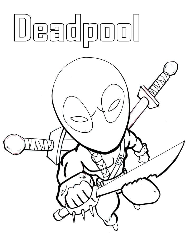 Çocuklara Ücretsiz Deadpool Boyama Sayfası