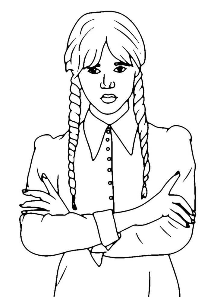Çocuklara Ücretsiz Wednesday Addams Boyama Sayfası