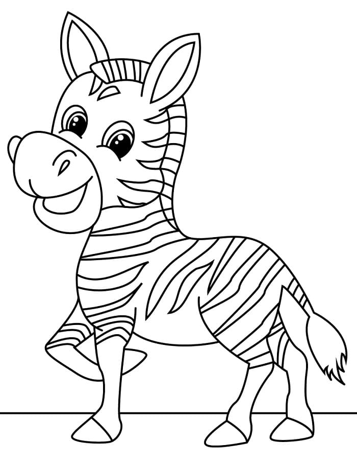 Çok Sevimli Bir Zebra Boyama Sayfası