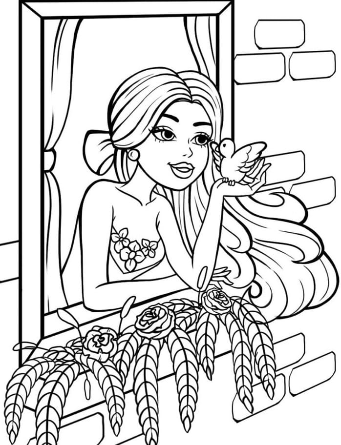 Çok sevimli Barbie Boyama Sayfası