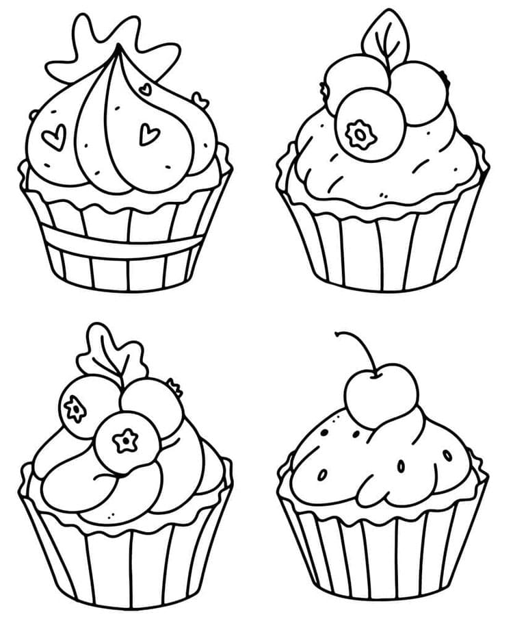 Cupcake Tamamen Ücretsiz Boyama Sayfası