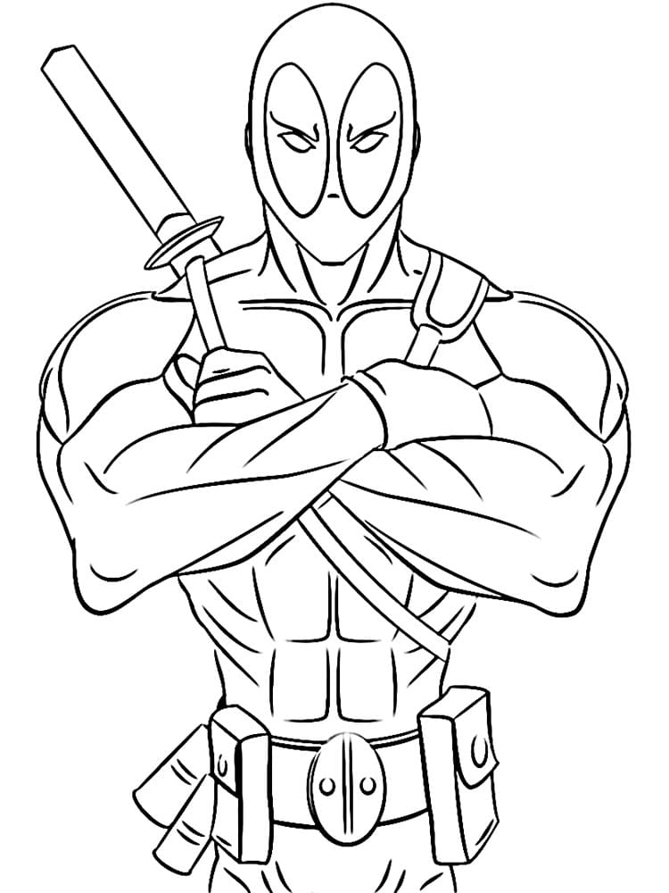 Deadpool Çizim Görseli Boyama Sayfası