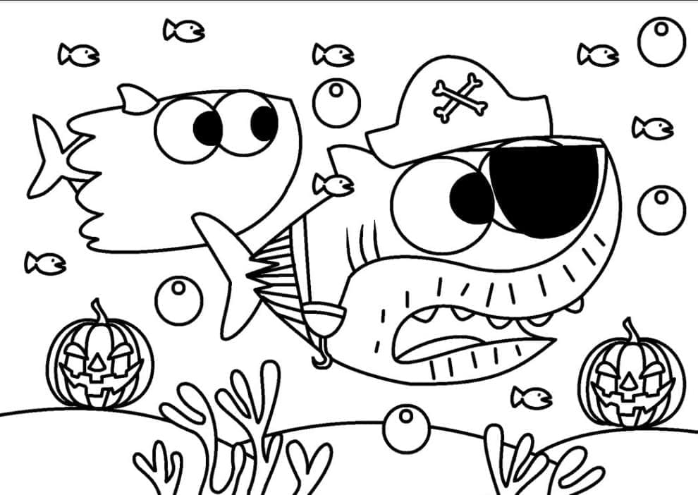 Eğlenceli Baby Shark Boyama Sayfası