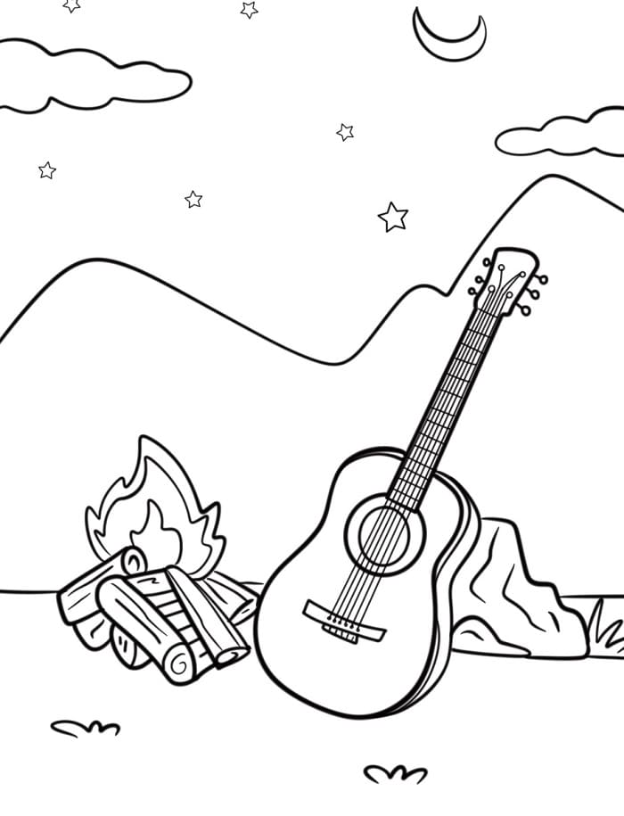 Gitar ücretsiz olarak Boyama Sayfası