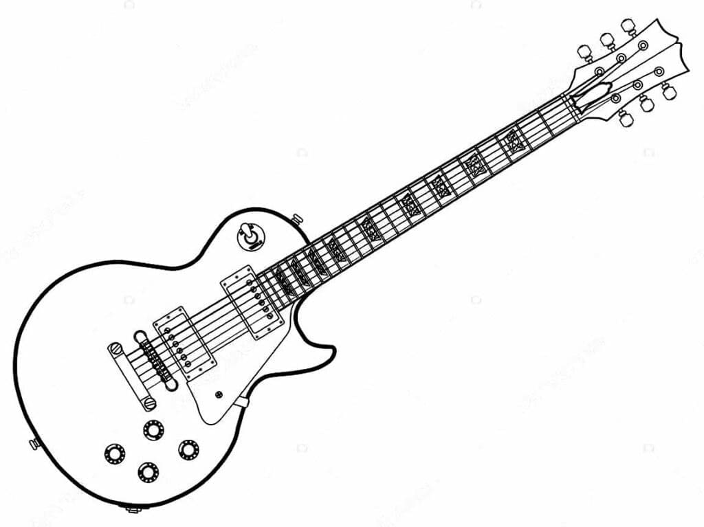 Gitar ücretsiz yazdırılabilir Boyama Sayfası