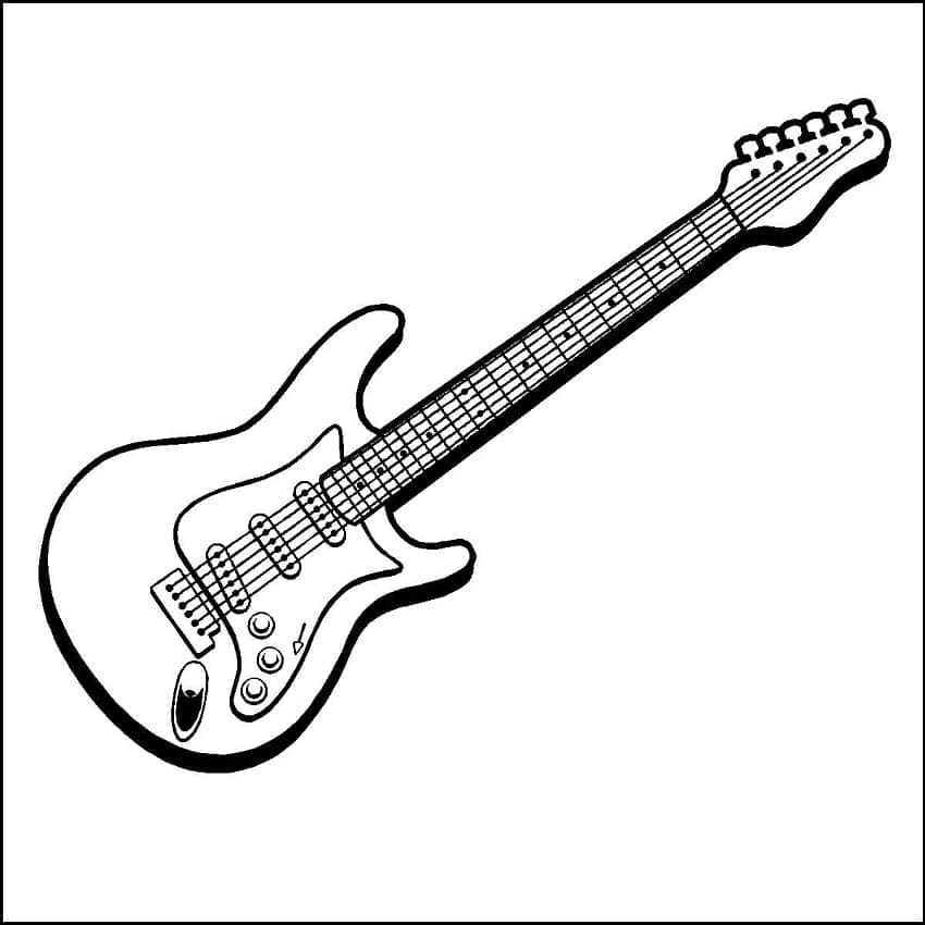 Gitar yazdırılabilir görsel Boyama Sayfası