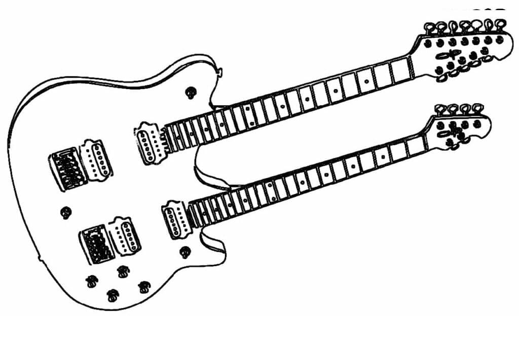 Gitar yazdırmak için Boyama Sayfası