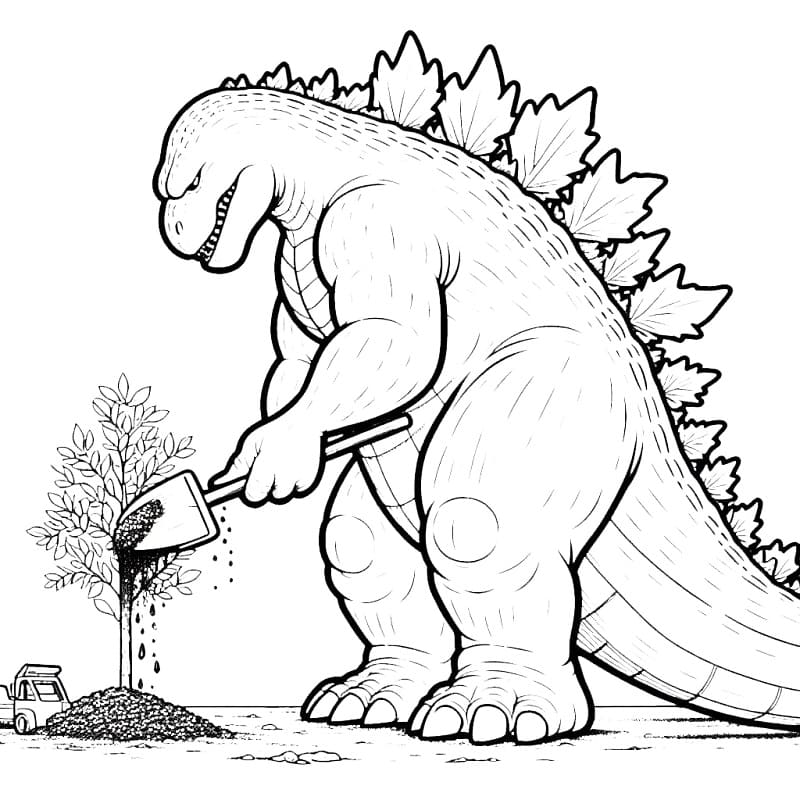 Godzilla Görseli Yazdırılabilir Boyama Sayfası