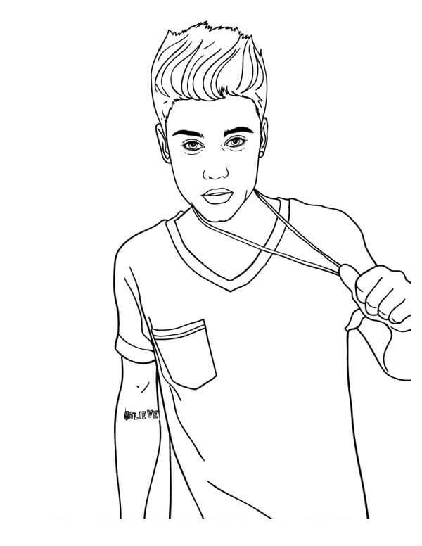 Justin Bieber Renklendirmek İçin Boyama Sayfası
