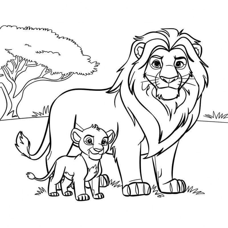 Karikatür Aslan Kral Boyama Sayfası