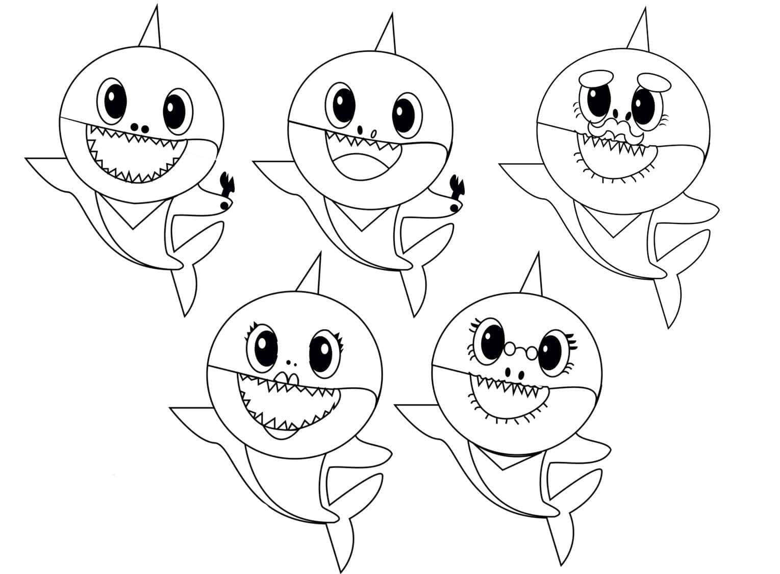 Karikatür Baby Shark Boyama Sayfası