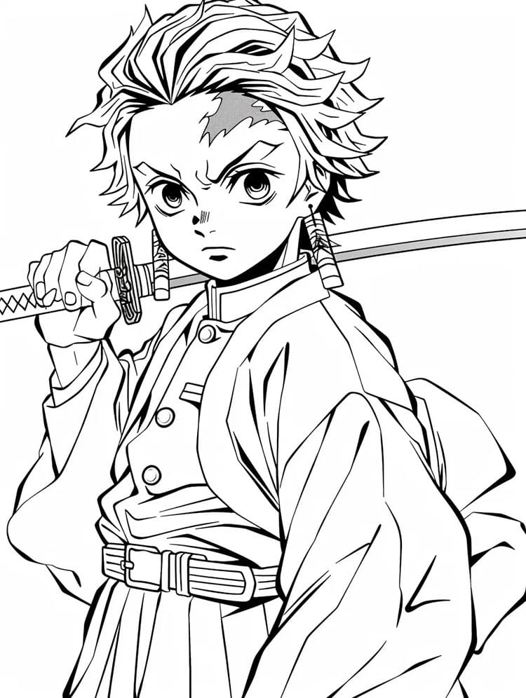 İblis Keser (Demon Slayer) Boyama Sayfaları
