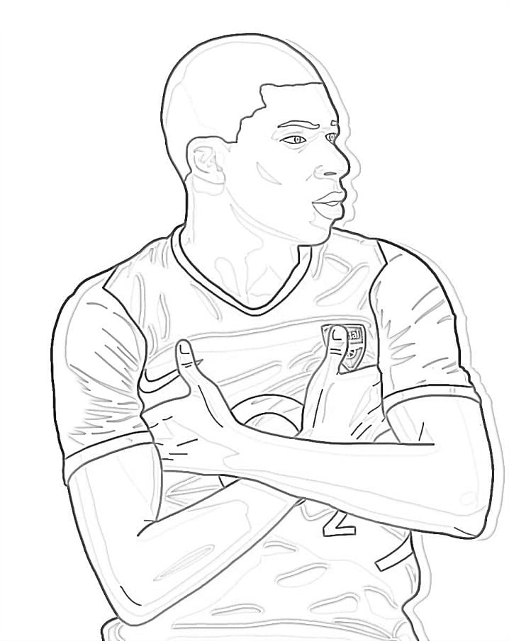 Kylian Mbappe Yazdırılabilir Çocuklar İçin Boyama Sayfası