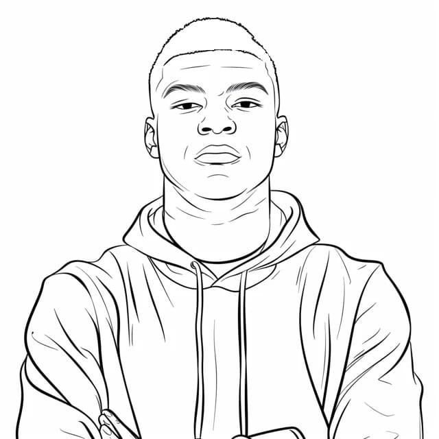 Kylian Mbappe Yazdırılabilir Boyama Sayfası