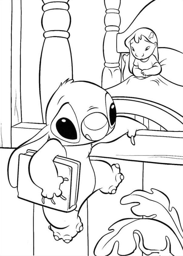 Lilo ve Stitch ücretsiz yazdırılabilir Boyama Sayfası