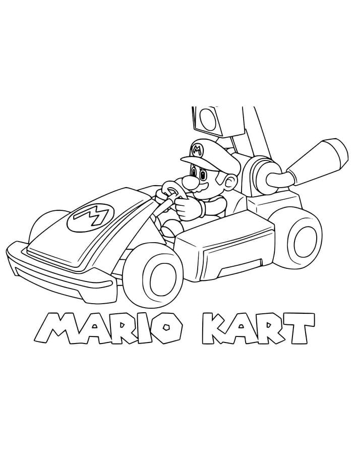 Mario Kart yazdırılabilir görsel Boyama Sayfası