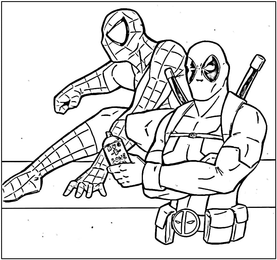 Marvel Kahramanı Deadpool Boyama Sayfası