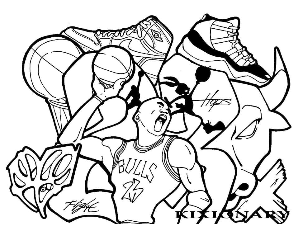 Michael Jordan Renklendirmek İçin Boyama Sayfası