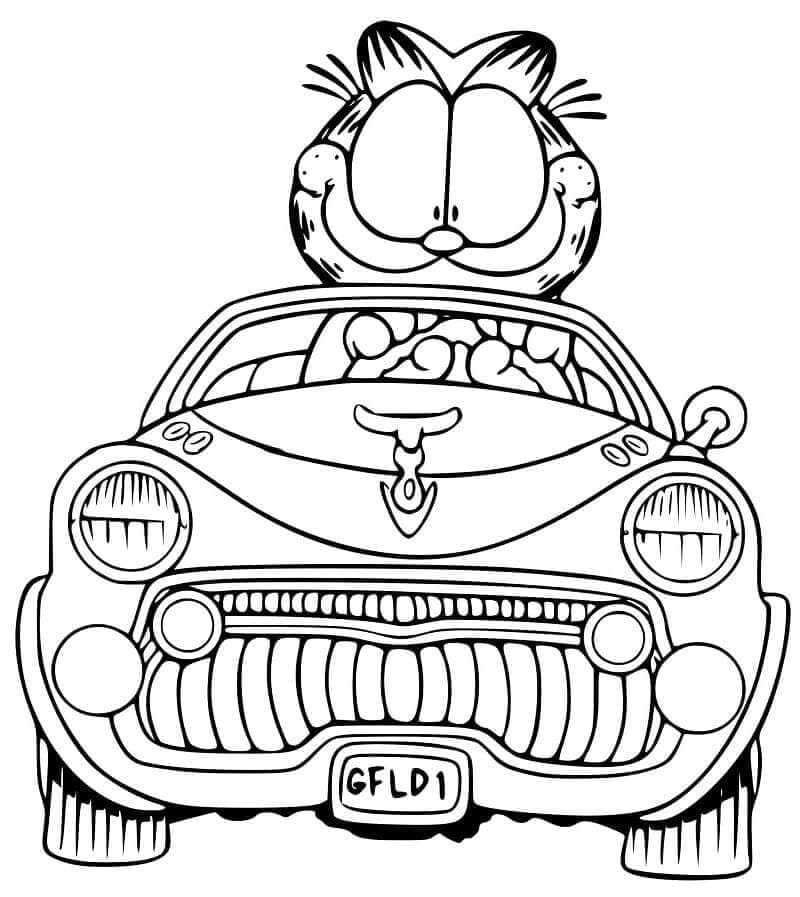 Mutlu Garfield Boyama Sayfası