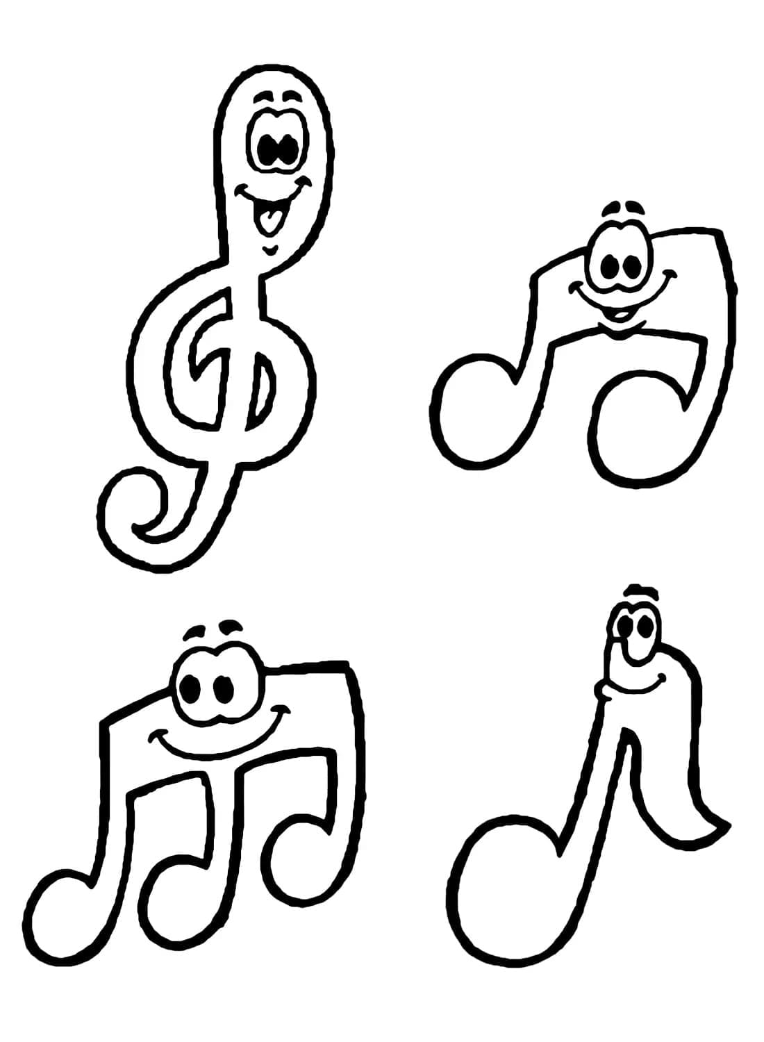 Müzik Notaları (5) Boyama Sayfası